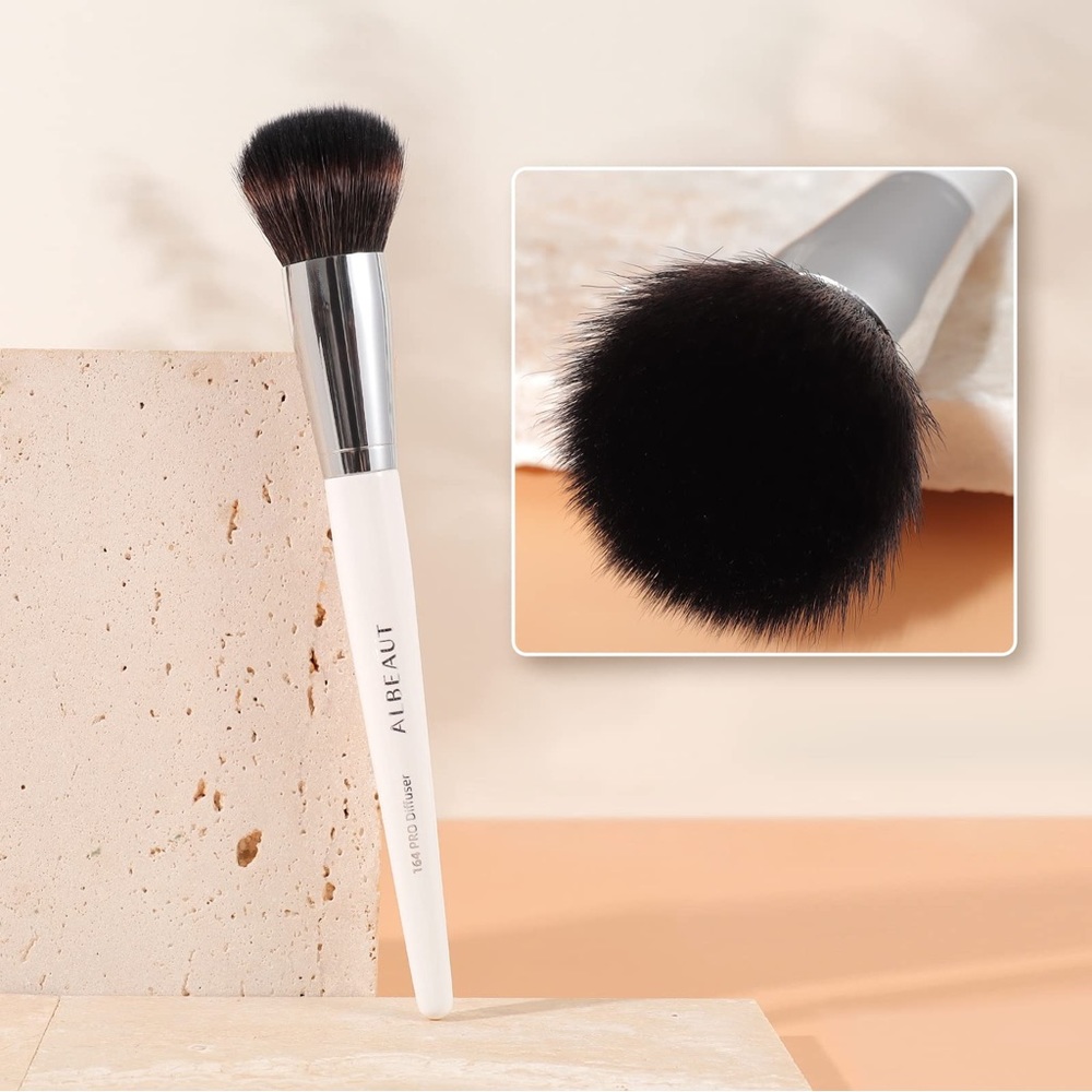 Kabuki Brush w/ Spatula for Foundation Primer Bronzer Mineral Vegan Curelty Free - Picture 7 of 8